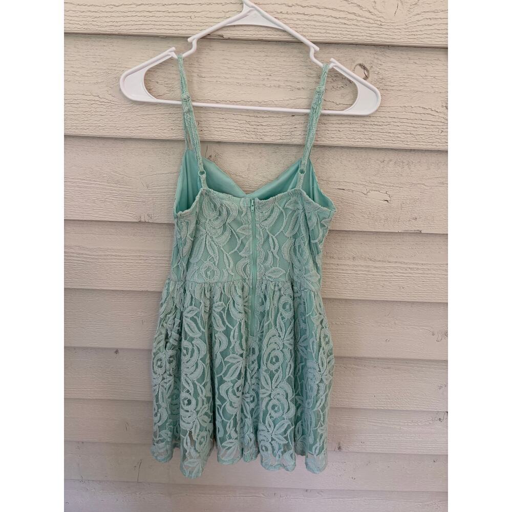 Fire Los Angeles Mint Green Lace Babydoll Dress Size M Sleeveless Floral Lace - Picture 8 of 8